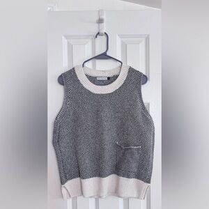 Women's Black and White Sweater Vest